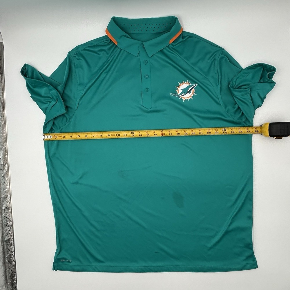 Nike Miami Dolphins NFL Team Issued Polo 3XL Mike Sherman Dri-Fit Aqua - Picture 15 of 16